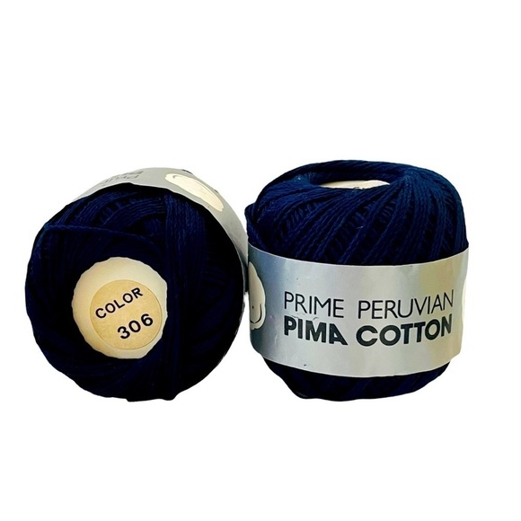 Lot of 2 Vintage Navy Blue PIMA COTTON Prime Peruvian Andean Yarns Knitting Yarn - Picture 3 of 4